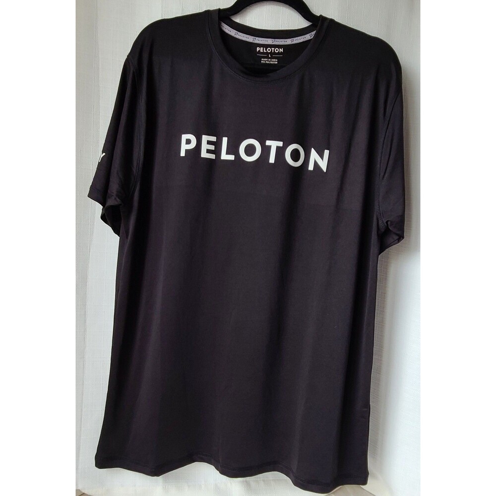 Peloton Century 100 Rides Shirt Mens Large Black Performance Athletic Tee